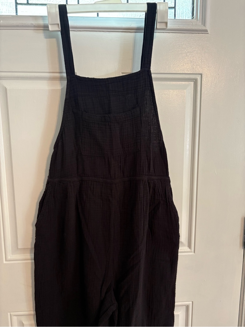 Black Cotton Gauze Romper Jumpsuit